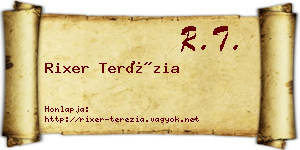 Rixer Terézia névjegykártya